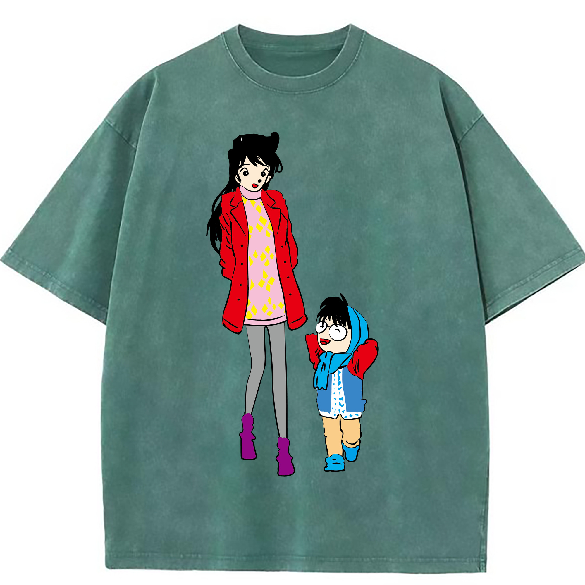 （画像用） 名探偵コナン 江戸川 コナン Detective Conan Conan Edogawa 綿100% ヴィンテージ風 半袖Tシャツ（フロントプリント）